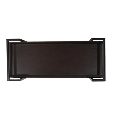 Modern Industrial Walnut Wood Rolling Bar Cart - Omega Lifestyles