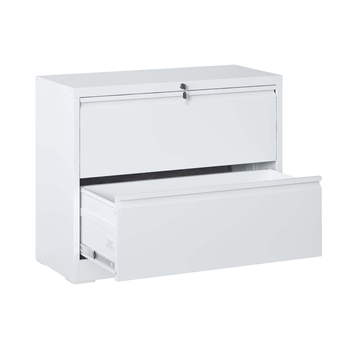 Modern 2-Drawer Steel Lateral File Cabinet With Lock