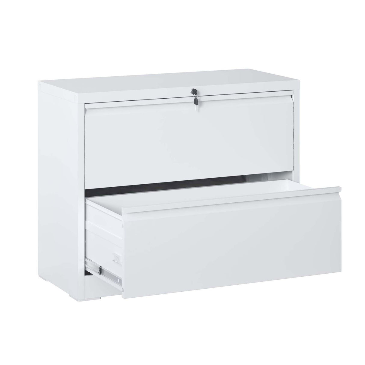 Modern 2-Drawer Steel Lateral File Cabinet With Lock