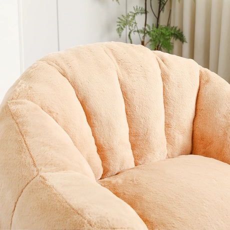 High Density Foam Brown Faux Fur Beanbag Chair - Omega Lifestyles