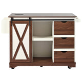 Farmhouse Sliding Barn Door Kitchen Island Cart - Omega Lifestyles