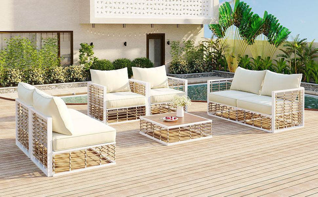 7-Piece Outdoor Metal Frame Sectional Sofa Set - Omega Lifestyles