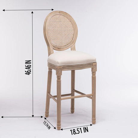 Set Of 2 French Country Solid Wood Upholstered Barstools - Omega Lifestyles