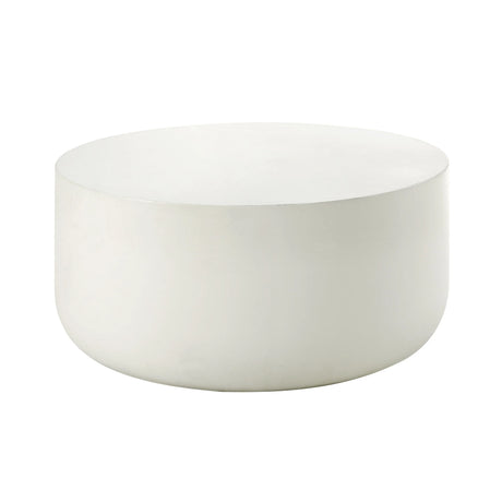Natural White Round Cement Coffee Table Synthetic Wood - Omega Lifestyles
