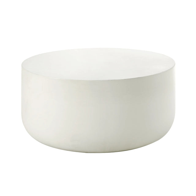 Natural White Round Cement Coffee Table Synthetic Wood - Omega Lifestyles