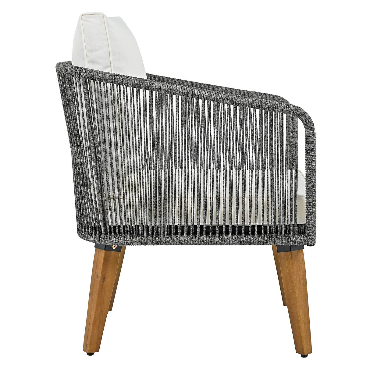 4-Piece Mid-Century Modern Woven Rope Patio Furniture Set - Omega Lifestyles