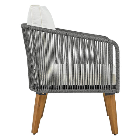 4-Piece Mid-Century Modern Woven Rope Patio Furniture Set - Omega Lifestyles