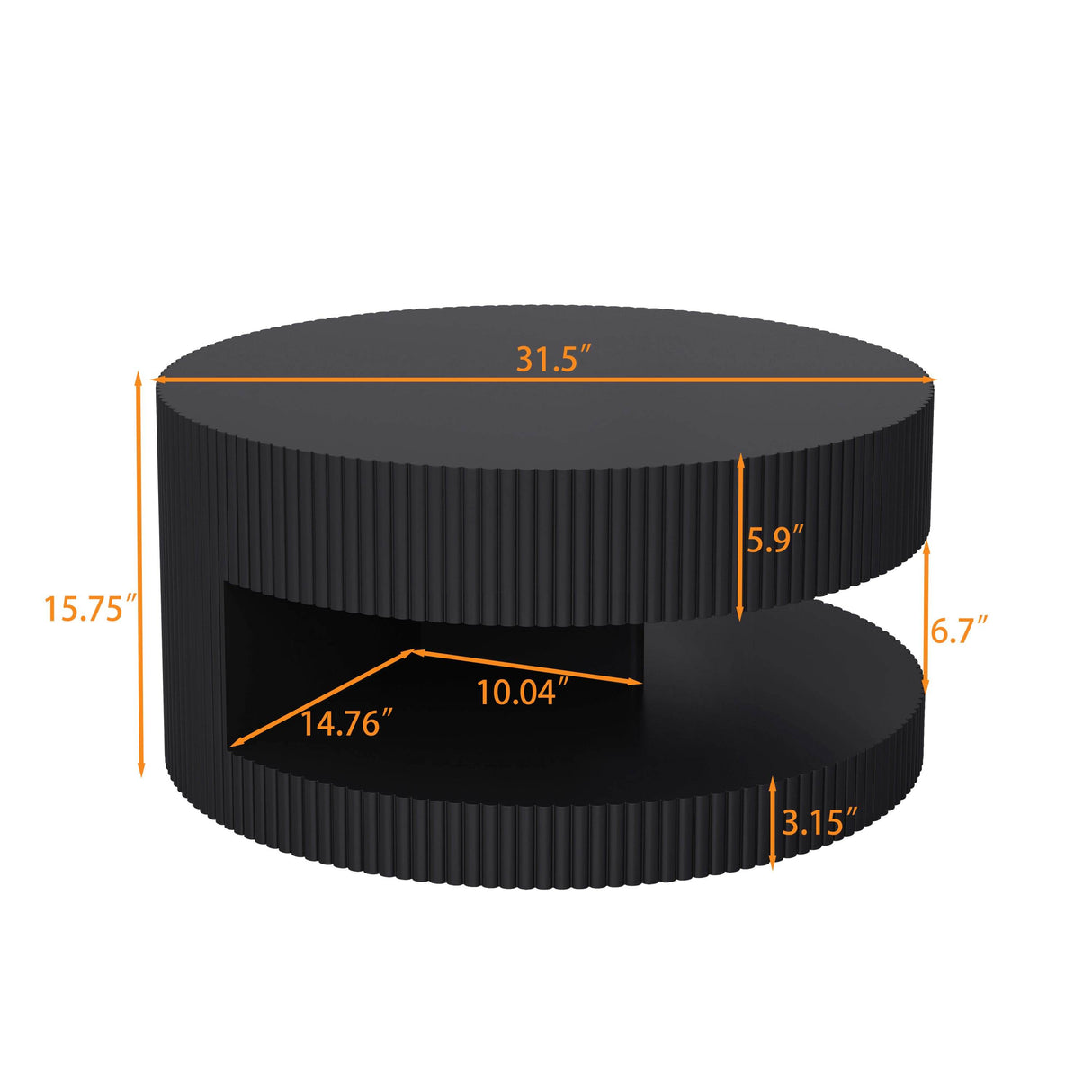 Round Black MDF Two-Tier Storage Coffee Table - Sleep Galleria