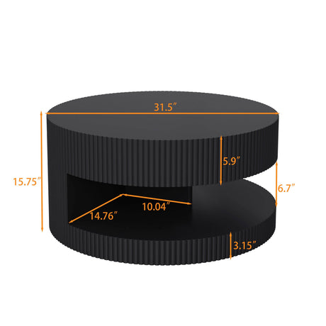 Round Black MDF Two-Tier Storage Coffee Table - Sleep Galleria