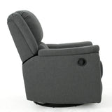 Charcoal Fabric Glider Recliner With Swivel And Manual Recline - Omega Lifestyles