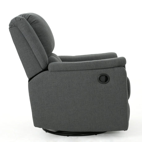 Charcoal Fabric Glider Recliner With Swivel And Manual Recline - Omega Lifestyles