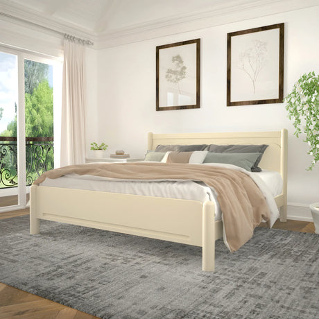 King Solid Wood Platform Bed Frame With Headboard - Omega Lifestyles