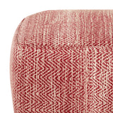Maroon Mélange Upholstered Square Fabric Pouf Ottoman - Omega Lifestyles