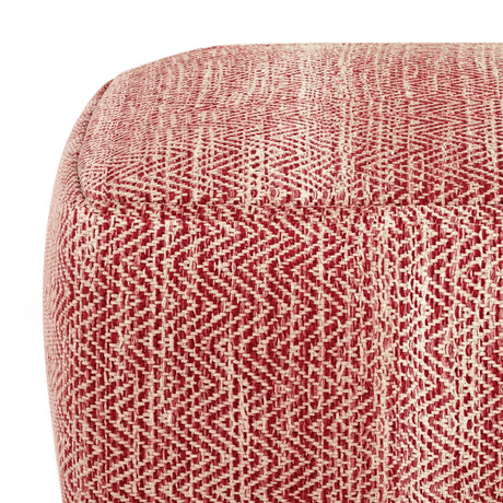 Maroon Mélange Upholstered Square Fabric Pouf Ottoman - Omega Lifestyles