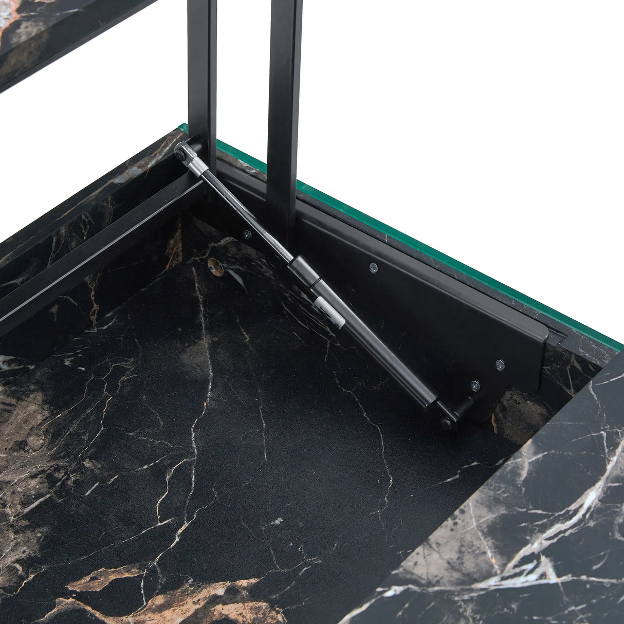 Lift-Top Coffee Table With Storage Black Marble Glass - Omega Lifestyles