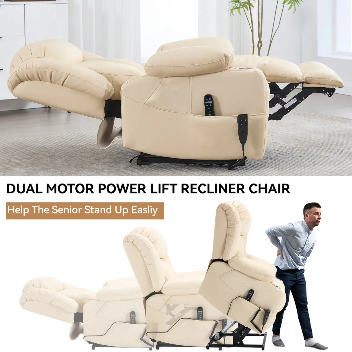 Dual Motor Power Lift Recliner Chair With Massage Heating - Omega Lifestyles