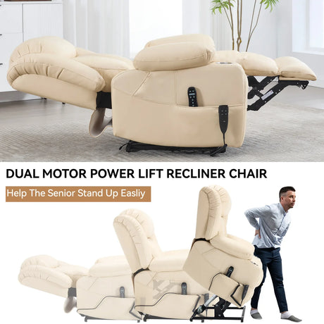 Dual Motor Power Lift Recliner Chair With Massage Heating - Omega Lifestyles