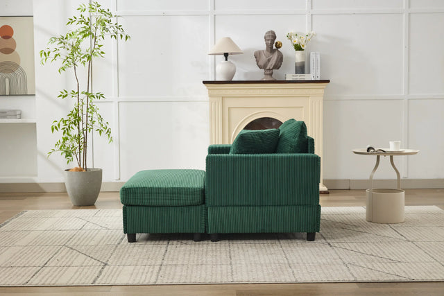 Corduroy Chaise Lounge Chair With Removable Ottoman - Omega Lifestyles