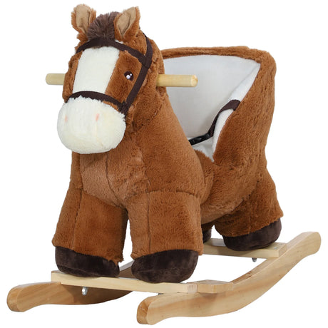 Plush Toddler Rocking Horse With Sound And Safety Belt - Omega Lifestyles