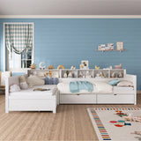 Twin Wood L-Shape Daybed With Storage Drawers - Omega Lifestyles