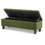 Green Boucle Ottoman Bench With Storage And Seating - Omega Lifestyles