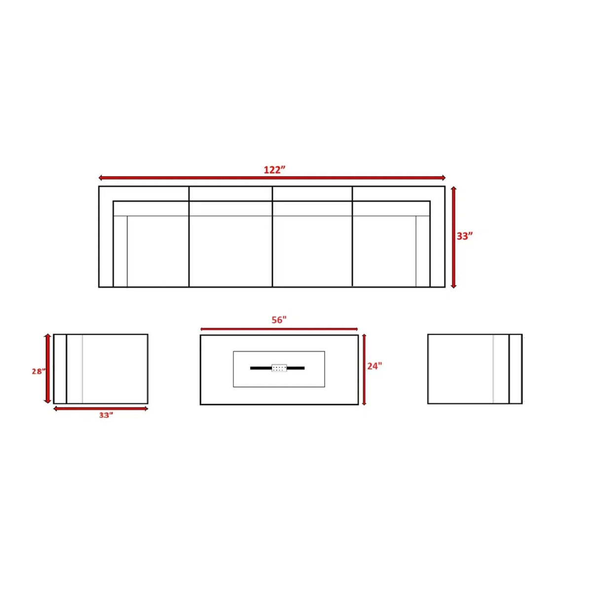 7-Piece Outdoor Seating Set With Firepit And Cushions - Omega Lifestyles