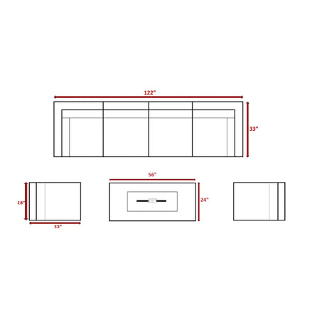 7-Piece Outdoor Seating Set With Firepit And Cushions - Omega Lifestyles