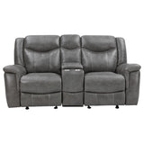 Grey Upholstered 2-Piece Manual Reclining Living Room Set - Omega Lifestyles