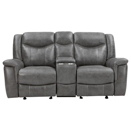 Grey Upholstered 2-Piece Manual Reclining Living Room Set - Omega Lifestyles