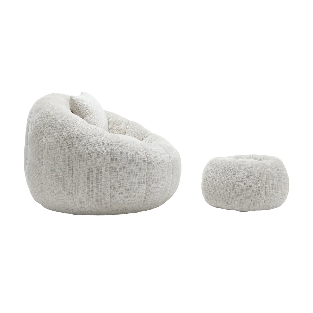 Ergonomic Chenille Foam-Padded Round Chair With Ottoman - Omega Lifestyles