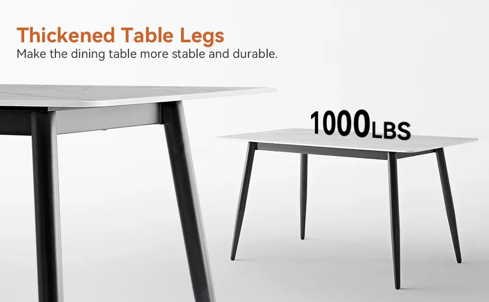 Modern Rectangular Ceramic Top Dining Table With Metal Base - Omega Lifestyles