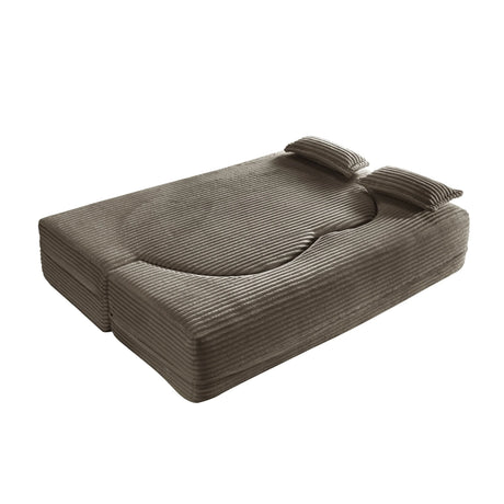 Full Size Plush Corduroy Foam Folding Sofa Bed With Pillows - Omega Lifestyles