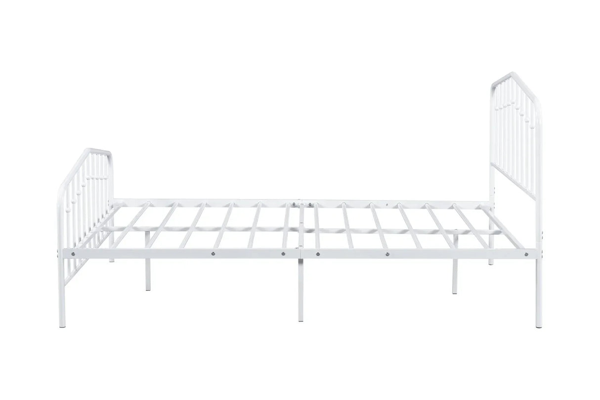 Full Size Contemporary White Metal Bed Frame Mattress Ready - Omega Lifestyles