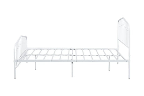 Full Size Contemporary White Metal Bed Frame Mattress Ready - Omega Lifestyles
