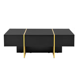 Minimalist High Gloss Black And Gold Coffee Table - Sleep Galleria