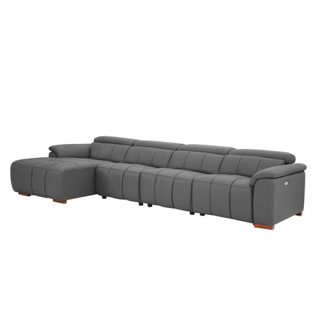 Electric Control Genuine Leather 4-Seat L-Shaped Reclining Sofa - Omega Lifestyles