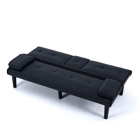 67-Inch Foldable PVC Sofa Bed With Cup Holder - Omega Lifestyles