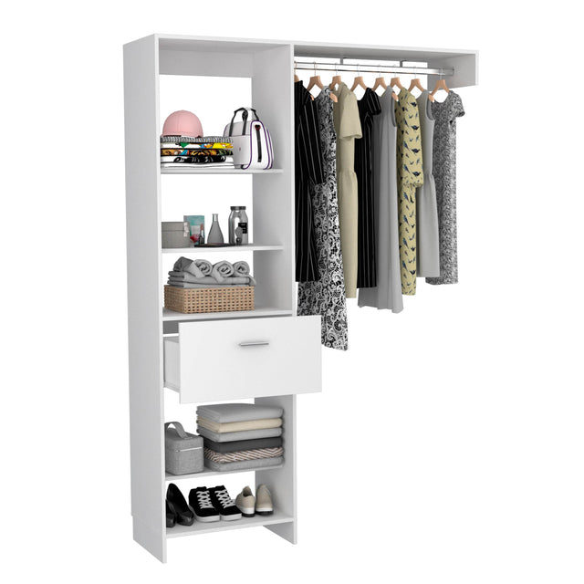 Modern White Particle Board Bedroom Closet Organizer - Omega Lifestyles