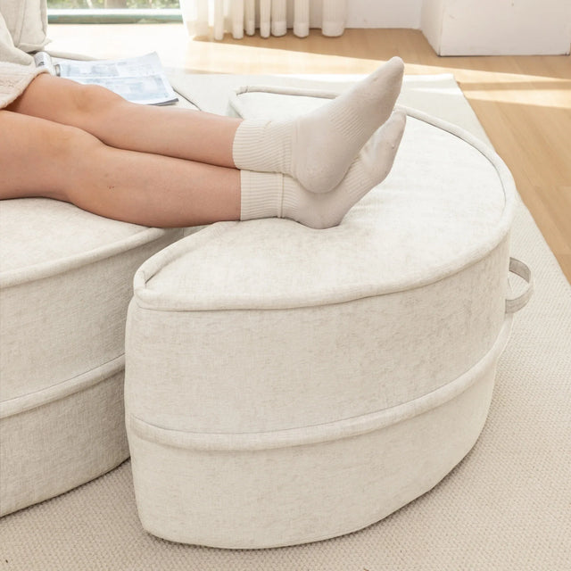 Modern Oversized Chenille Barrel Accent Chair With Ottoman - Omega Lifestyles