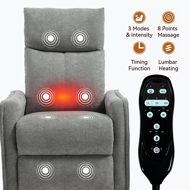 Heat Massage Recliner Chair With Swivel Rocker And Lumbar Heat - Omega Lifestyles