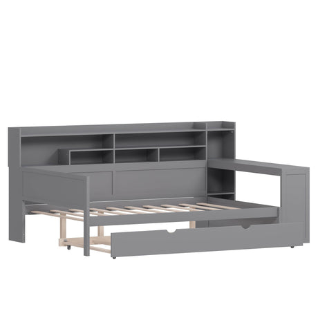 Multi-Functional Wooden Bed Frame With Trundle And Desk - Omega Lifestyles