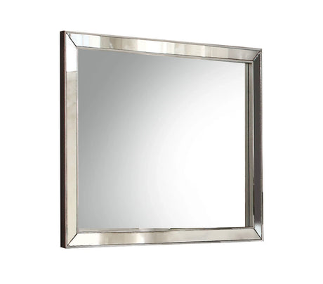 Contemporary Silver Synthetic Wood Framed Mirror 28x32 Inch - Omega Lifestyles