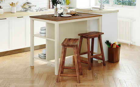 Rustic Solid Wood Kitchen Island Set With Seating - Omega Lifestyles