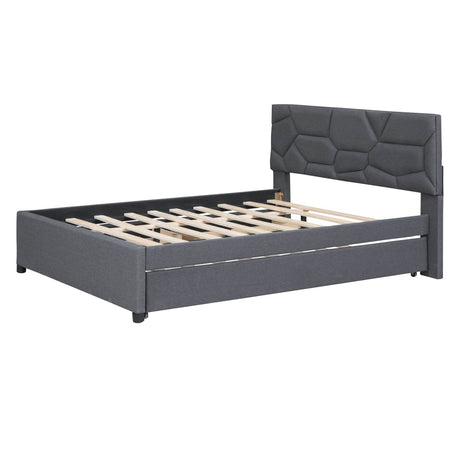 Full Upholstered Platform Bed With Trundle And Drawers - Omega Lifestyles