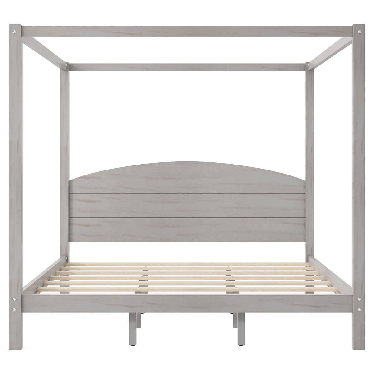 King Grey Wash Canopy Platform Bed With Headboard