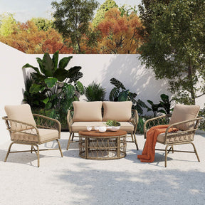 Boho-Inspired Wicker 4-Person Outdoor Seating Set - Omega Lifestyles