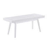 Solid Wood Slatted White Farmhouse Style Wooden Bench - Omega Lifestyles
