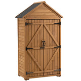 Fir Wood Outdoor Storage Cabinet With Removable Shelves And Latch