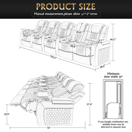 Ultra-Plush Genuine Leather Power Recliner With RGB Lighting - Omega Lifestyles