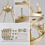 Farmhouse Wagon Wheel Gold Metal Chandelier 24-Inch - Omega Lifestyles